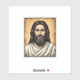 Pegatina Diseño de camiseta con retrato religioso grabado v