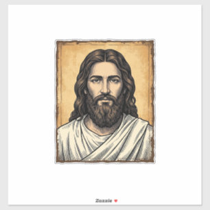 Pegatina Diseño de camiseta con retrato religioso grabado v