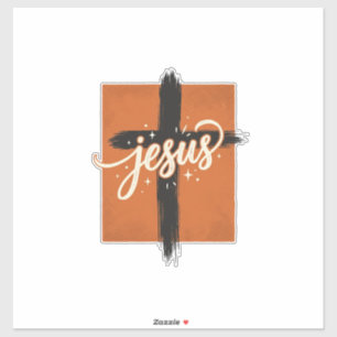 Pegatina Diseño de camiseta cristiana de cruz de Jesús vint