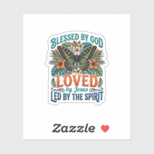 Pegatina Diseño de camiseta cristiana de mariposa bendita_1
