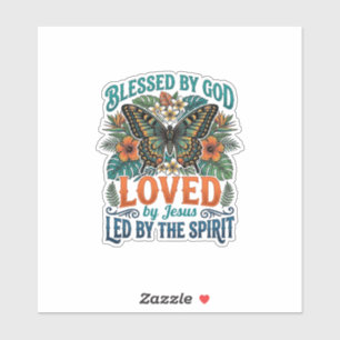 Pegatina Diseño de camiseta cristiana de mariposa bendita_1