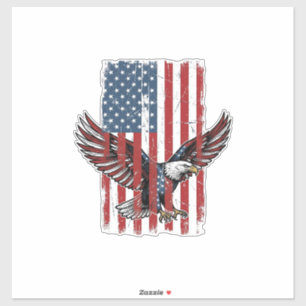 Pegatina Diseño de camiseta de bandera de águila patriótica