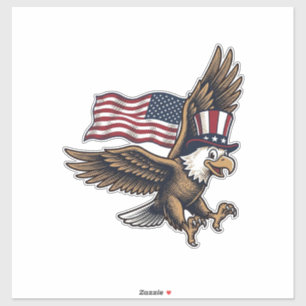 Pegatina Diseño de camiseta de bandera de águila patriótica