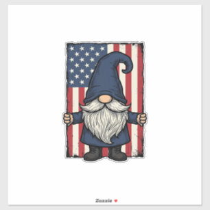 Pegatina Diseño de camiseta de bandera vintage con gnomo pa