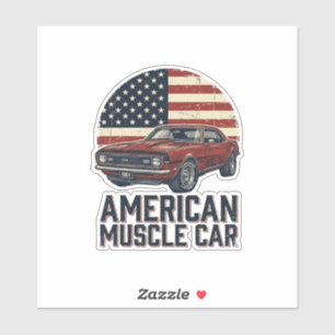 Pegatina Diseño de camiseta de bandera vintage de coche mus