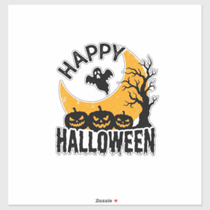 Pegatina Diseño de camiseta de calabaza fantasma Feliz Hall