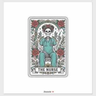 Pegatina Diseño de camiseta de carta de tarot de enfermera