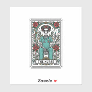 Pegatina Diseño de camiseta de carta de tarot de enfermera