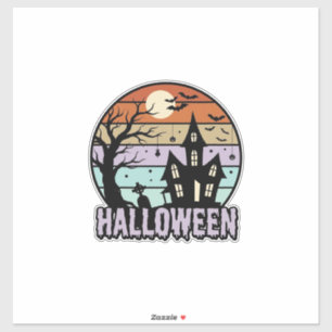 Pegatina Diseño de camiseta de casa embrujada de Halloween 