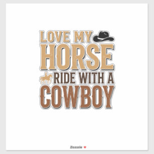 Pegatina Diseño de camiseta de cita de vaquero y caballo oc