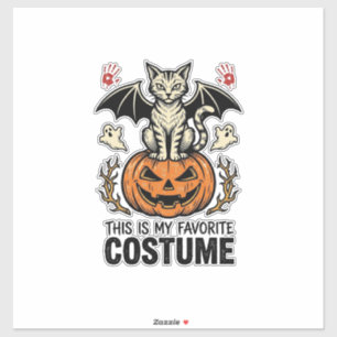 Pegatina Diseño de camiseta de disfraz de gato de Halloween