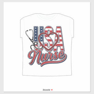 Pegatina Diseño de camiseta de enfermera patriótica USA cor