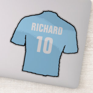 Pegatina Diseño de camiseta de fútbol azul cielo para perso