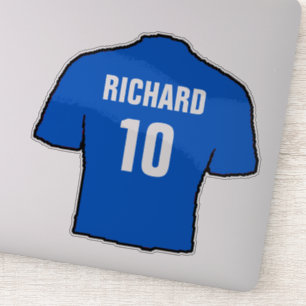 Pegatina Diseño de camiseta de fútbol azul para personaliza