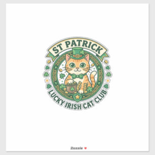 Pegatina Diseño de camiseta de gato irlandés afortunado de