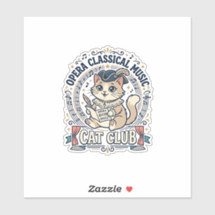 Pegatina Diseño de camiseta de gato lindo de música clásica