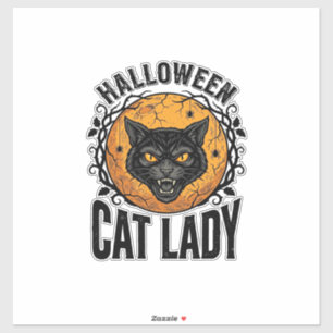 Pegatina Diseño de camiseta de gato negro vintage de la dam