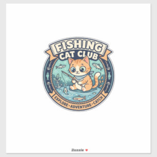Pegatina Diseño de camiseta de gato pescador gato lindo - G