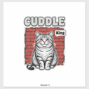 Pegatina Diseño de camiseta de gato vintage Cuddle King_1