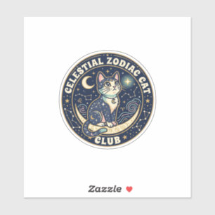 Pegatina Diseño de camiseta de gato zodiacal celestial - Ce