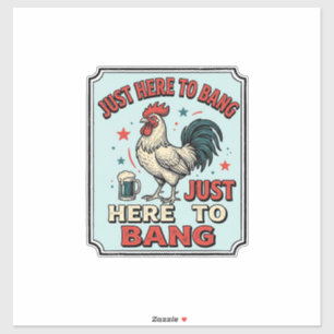 Pegatina Diseño de camiseta de grabado vintage de gallo div