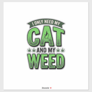 Pegatina Diseño de camiseta de grabado vintage de gato y hi