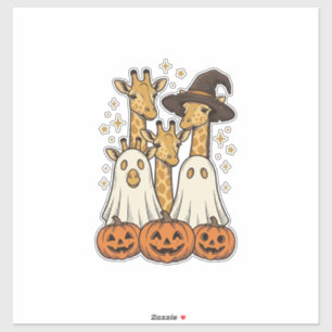 Pegatina Diseño de camiseta de Halloween de jirafa fantasma