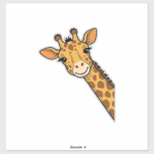 Pegatina Diseño de camiseta de jirafa que se asoma con grab
