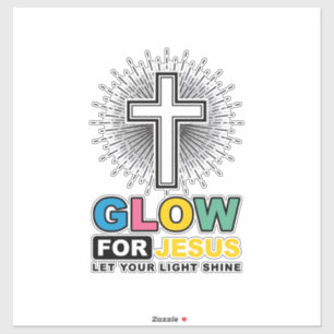 Pegatina Diseño de camiseta de luz de cruz cristiana Glow F