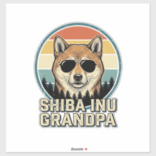 Pegatina Diseño de camiseta de perro abuelo Shiba Inu Vinta