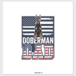 Pegatina Diseño de camiseta de perro patriótico de Doberman