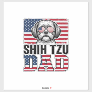 Pegatina Diseño de camiseta de perro patriótico Shih Tzu Da