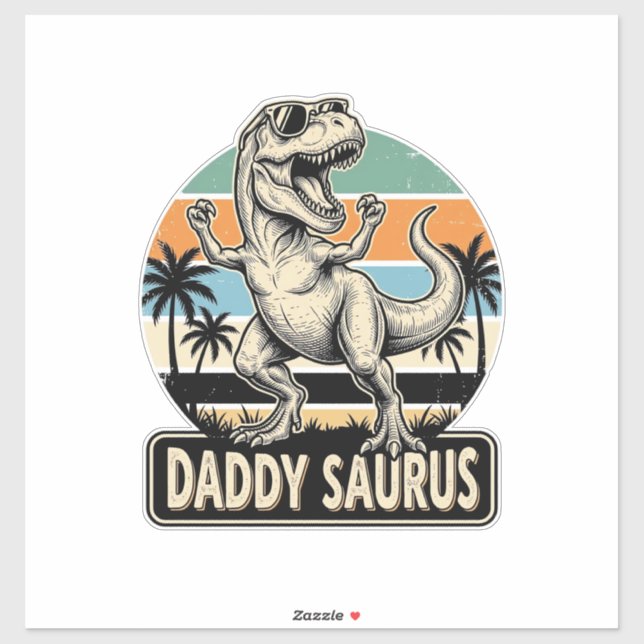 Pegatina Diseño de camiseta de puesta de sol de dinosaurio  (Hoja)