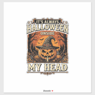 Pegatina Diseño de camiseta de sombrero de bruja de calabaz