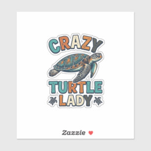 Pegatina Diseño de camiseta de tortuga marina vintage Crazy