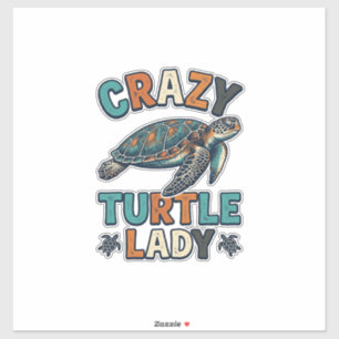 Pegatina Diseño de camiseta de tortuga marina vintage Crazy