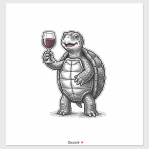 Pegatina Diseño de camiseta de tortuga vintage sosteniendo 