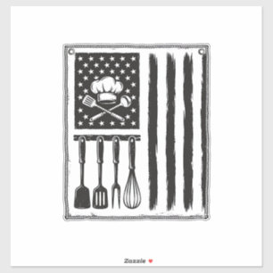 Pegatina Diseño de camiseta de utensilios de cocina Bandera