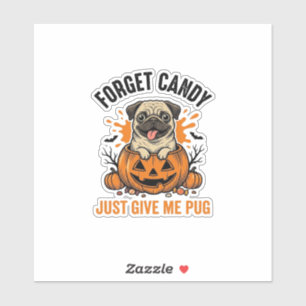 Pegatina Diseño de camiseta divertida de pug de Halloween O