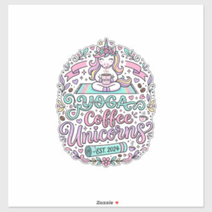 Pegatina Diseño de camiseta elegante de unicornios de yoga