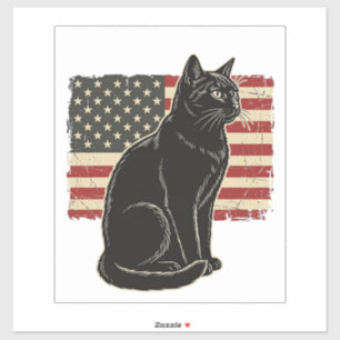 Pegatina Diseño de camiseta gráfica de gato patriótico vint