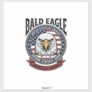 Pegatina Diseño de camiseta patriótica de águila calva vint