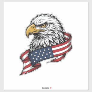 Pegatina Diseño de camiseta patriótica de águila grabada vi