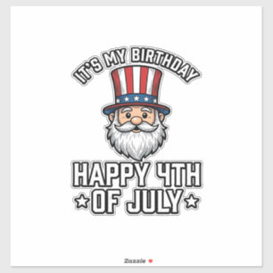 Pegatina Diseño de camiseta patriótica de gnomo de cumpleañ