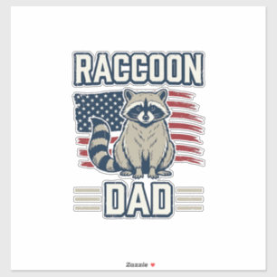 Pegatina Diseño de camiseta patriótica de mapache vintage p