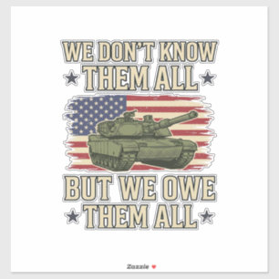Pegatina Diseño de camiseta patriótica de tanque conmemorat