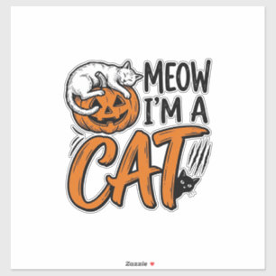 Pegatina Diseño de camiseta tipográfica de gato de Hallowee