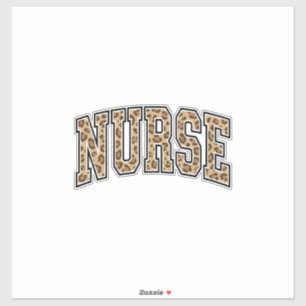 Pegatina Diseño de camiseta universitaria de enfermera leop