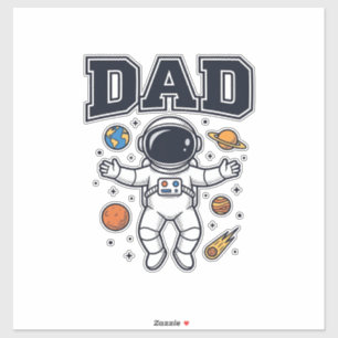 Pegatina Diseño de camiseta vectorial de astronauta padre_1