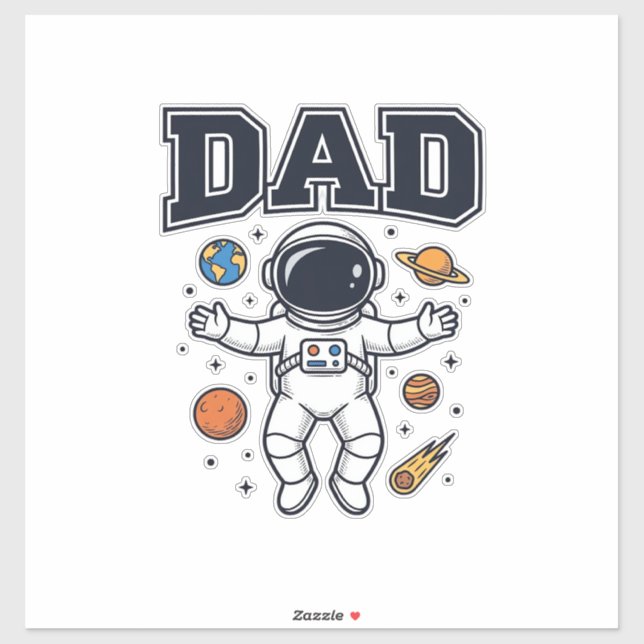 Pegatina Diseño de camiseta vectorial de astronauta padre_1 (Hoja)